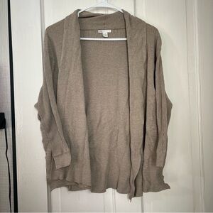 Cato Taupe Ribbed Open-Front Cardigan